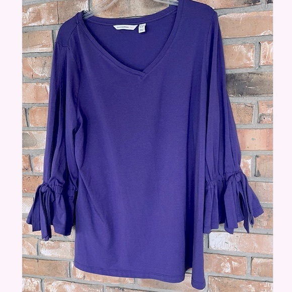Isaac Mizrahi Live Women’s Plus Size Purple Long Sleeve V-Neck Top Size 1X - Picture 1 of 5